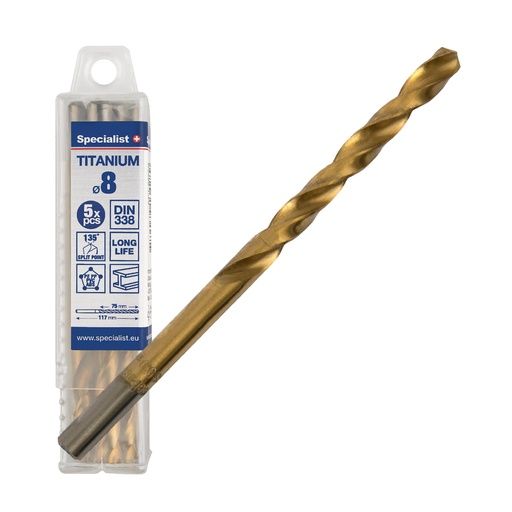 [64/1-0080Q] SPECIALIST+ drill bit TITAN, 8 mm, 5 pcs