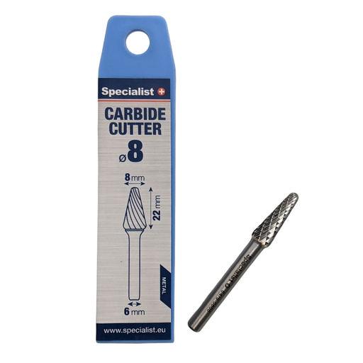 [64/9-0805] SPECIALIST+ carbide rotary burr, KEL 8x22x6 mm
