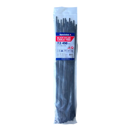 [81/3-8450J] SPECIALIST+ nylon cable ties, black, 7.6x450 mm, 50 pcs