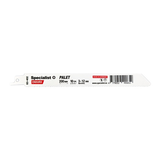 [63-402] SPECIALIST+ reciprocating saw blade for pallets BI-METAL, 200 mm, 10TPI