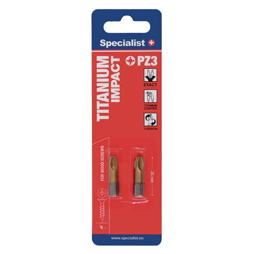 [24/2-074] SPECIALIST+ screwdriver bit TITANIUM, PZ3, 25 mm, 2 pcs