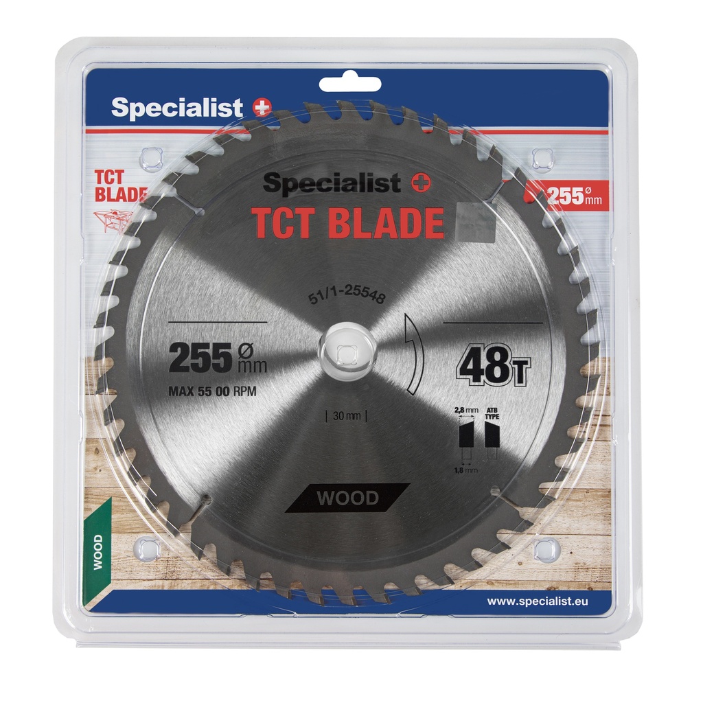 [51/1-25548] SPECIALIST+ TCT blade, 255x48Tx30/25,4 mm