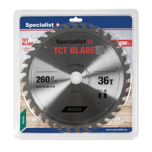 [51/1-26036] SPECIALIST+ TCT blade, 260x36Tx30 mm
