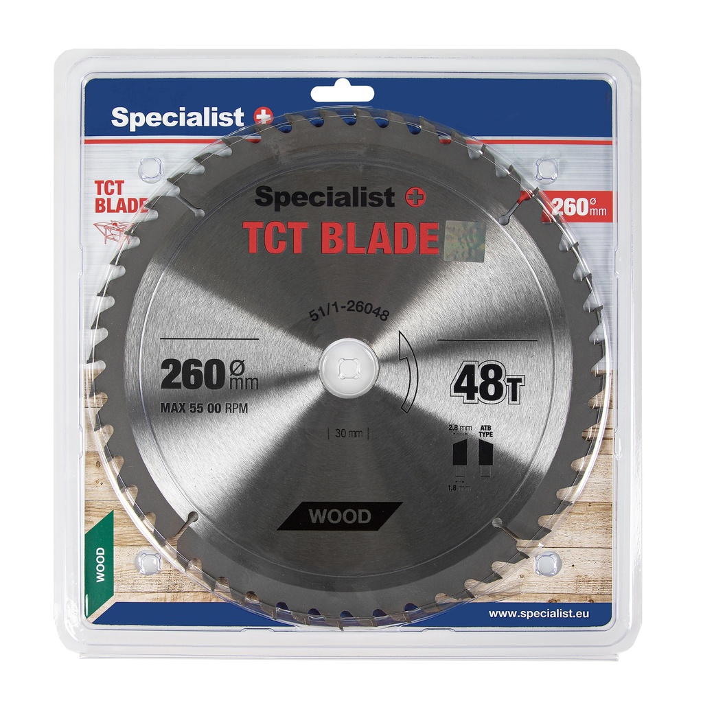 [51/1-26048] SPECIALIST+ TCT blade, 260x48Tx30 mm