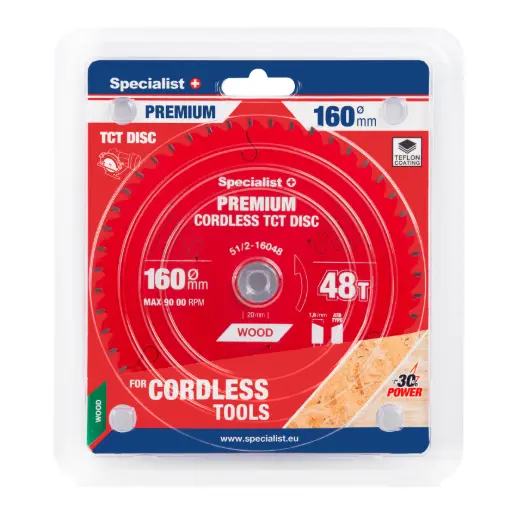 [51/2-16048] Cutting disc 160x48Tx20mm, Cordless PREMIUM, SPECIALIST+
