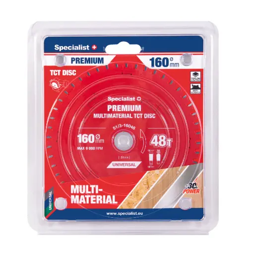 [51/3-16048] Pjovimo diskas 160x48Tx20mm, Multimaterial PREMIUM, SPECIALIST+