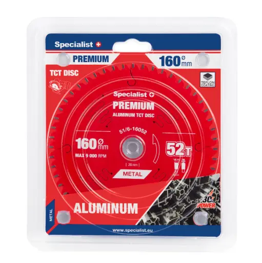 [51/6-16052] Cutting disc 160x52Tx20mm, Aluminium PREMIUM, SPECIALIST+