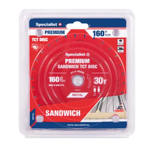 [51/4-16030] Saeketas 160x30Tx20mm, Sandwich PREMIUM, SPECIALIST+