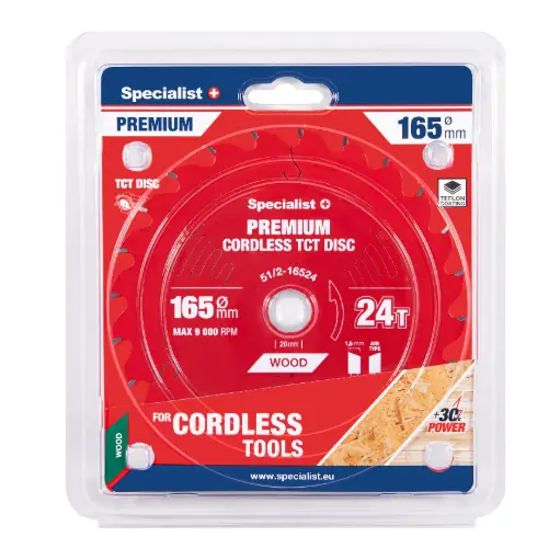 [51/2-16524] Pjovimo diskas 165x24Tx20mm, Cordless PREMIUM, SPECIALIST+