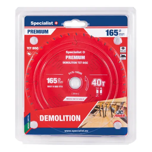 [51/5-16540] Griešanas disks 165x40Tx20mm, Demolition PREMIUM, SPECIALIST+
