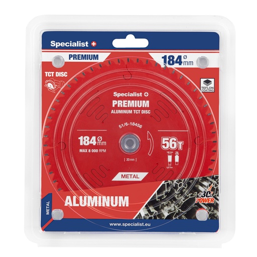 [51/6-18456] Pjovimo diskas 184x56Tx20/16mm, Aluminium PREMIUM, SPECIALIST+