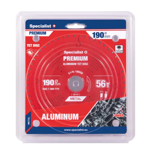 [51/6-19056] Pjovimo diskas 190x56Tx30mm, Aluminium PREMIUM, SPECIALIST+