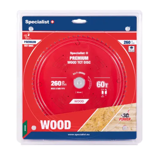 [51/7-26060] Griešanas disks 260x60Tx30mm, Wood PREMIUM, SPECIALIST+ 