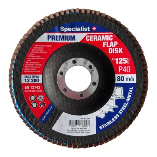 [250-61204] Flap sanding disc 125 mm, P40, Ceramic PREMIUM, SPECIALIST+