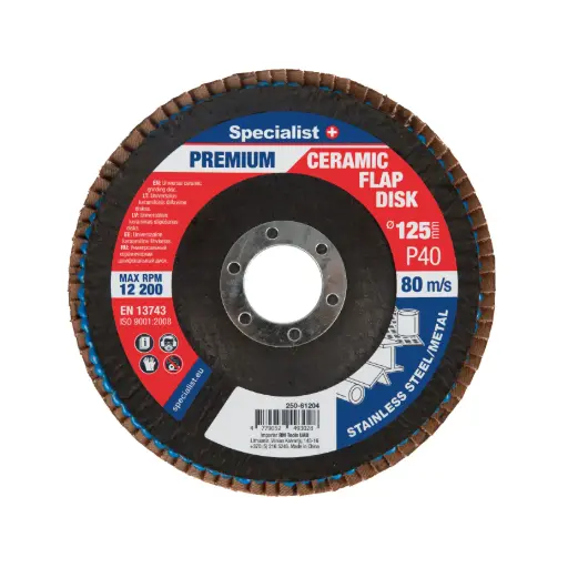 [250-61204] Flap sanding disc 125 mm, P40, Ceramic PREMIUM, SPECIALIST+
