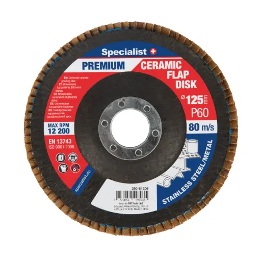 [250-61206] Flap sanding disc 125 mm, P60, Ceramic PREMIUM, SPECIALIST+