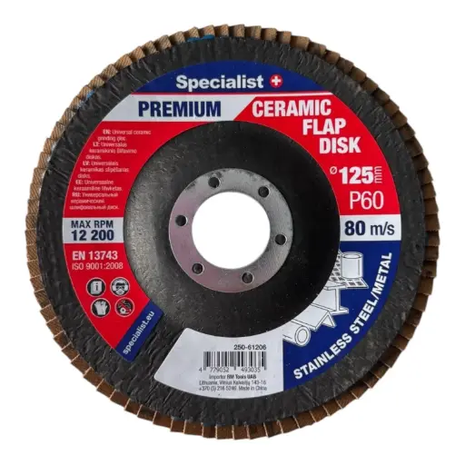 [250-61206] Flap sanding disc 125 mm, P60, Ceramic PREMIUM, SPECIALIST+