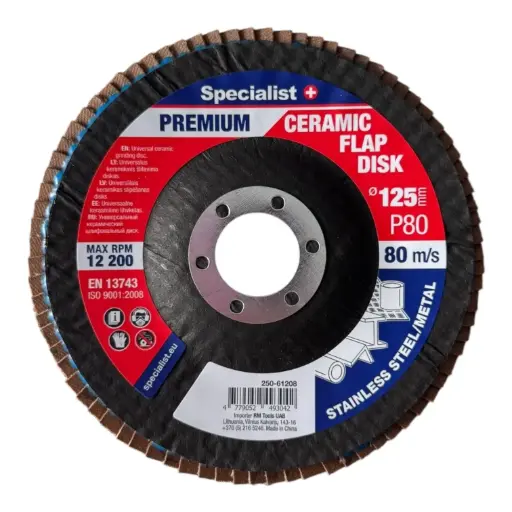 [250-61208] Flap sanding disc 125 mm, P80, Ceramic PREMIUM, SPECIALIST+