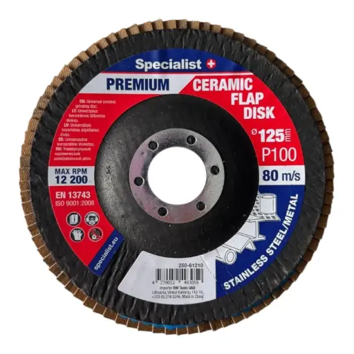 [250-61210] Flap sanding disc 125 mm, P100, Ceramic PREMIUM, SPECIALIST+