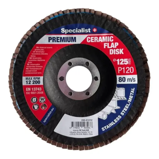 [250-61212] Flap sanding disc 125 mm, P120, Ceramic PREMIUM, SPECIALIST+