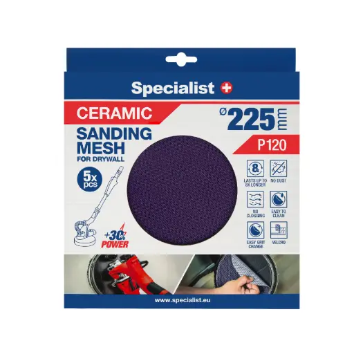 [250-8120] Specialist+ Ceramic Mesh Disc, 225 mm, P120, 5 pcs