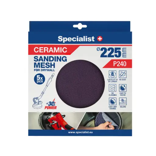 [250-8240] Specialist+ Ceramic Mesh Disc, 225 mm, P240, 5 pcs