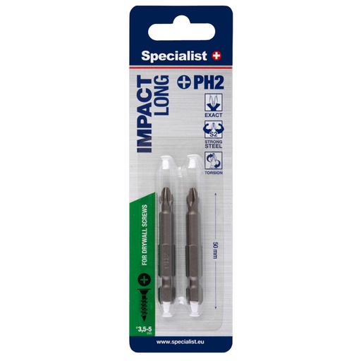 [24/2-059] SPECIALIST+ screwdriver bit, PH2 50mm 2pc
