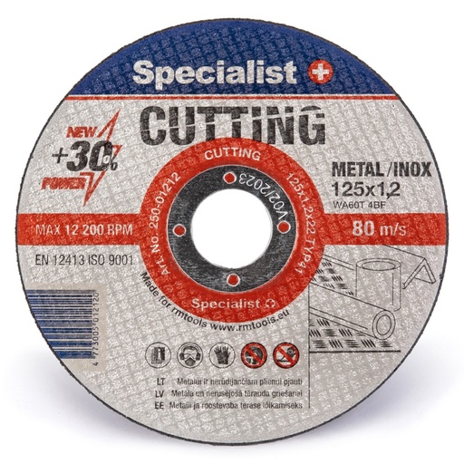 [250-01212] SPECIALIST+ metalli lõikeketas CUTTING, 125x1,2x22 mm