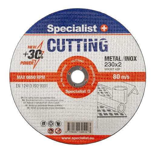 [250-02320] SPECIALIST+ metal cutting disc CUTTING, 230x2x22 mm