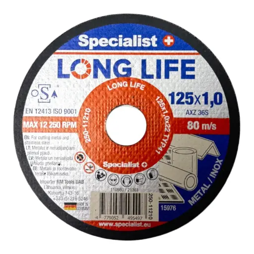 [250-11210] SPECIALIST+ metalo pj.diskas LONG LIFE, 125x1x22 mm