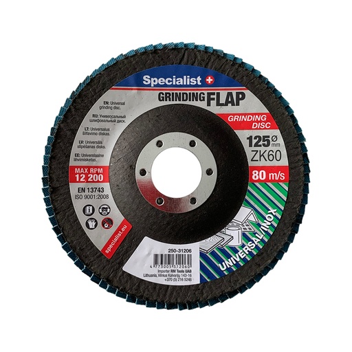 [250-31206] SPECIALIST+ flap disc, 125 mm, ZK60
