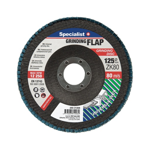 [250-31208] SPECIALIST+ flap disc, 125 mm, ZK80