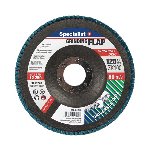 [250-31210] SPECIALIST+ flap disc, 125 mm, ZK100