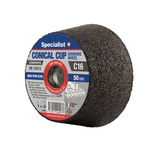 [250-400103] SPECIALIST+ betona slīpēšanas kauss C16, 110/90 x 55 x 22.23 mm