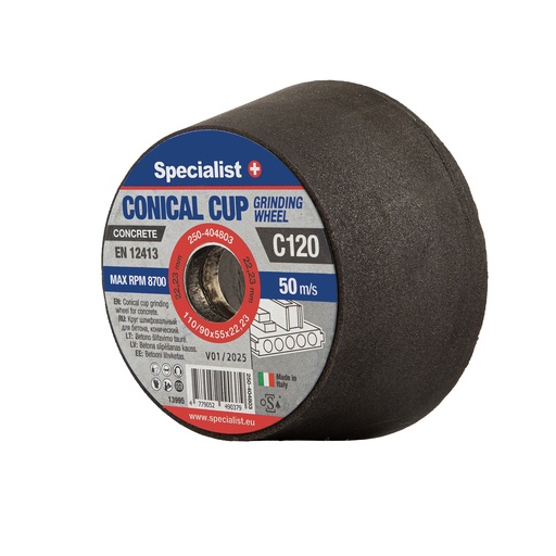 [250-404803] SPECIALIST+ betona slīpēšanas kauss C120, 110/90 x 55 x 22.23 mm