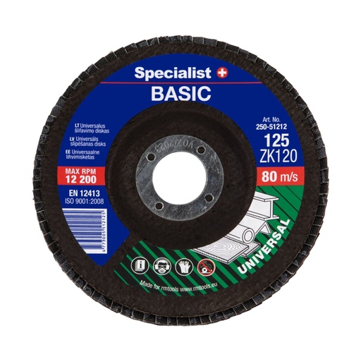 [250-51212] SPECIALIST+ vēdekļveida slīpēšanas disks BASIC ZK120, 125 mm
