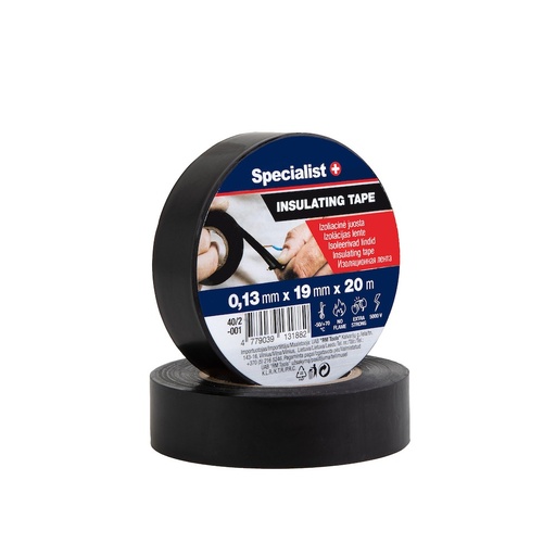 [40/2-001] SPECIALIST+ isolatsiooniteip, 0,13 x 19 mm, must, 20 m